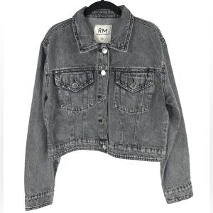 NWOT REBECCA MINKOFF Studded Jean Jacket‎ Pockets Black Grey LARGE & XL